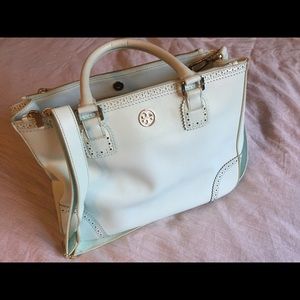 Tory Burch Mint Robinson Tote Double ZIP Bag